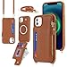 Cavor for iPhone 11 Wallet Case with Card Holder for Women,Compatible with Magsafe,Phone Case for iPhone 11 Crossbody Phone Case with Strap,Leather Zipper Cover-Brown