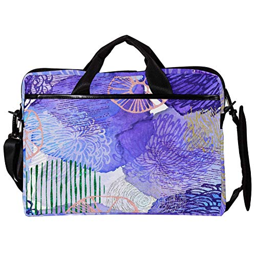 Bolso bandolera para portátil de 14 a 15 pulgadas de diseño elegante morado purpurina
