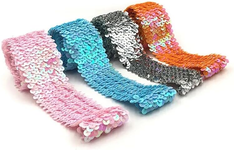 GIOTEL Sequin Ribbon 10yard 4.8cm Elastic Sequins Bead Lace for Home Sewing Trim Skirt Pillow Dance Dress Accessories Wedding Decoration Sequin Trim (Color : 8)