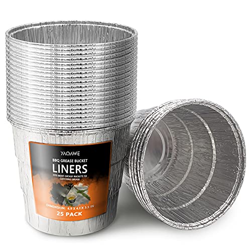YAOAWE 25 Pack Smoker Bucket Liner for Catching Grease, Replacement Parts Compatible with Traeger Wood Pellet Grills & Oklahoma Joe's,Green Mountain Grills(GMG) Accessory