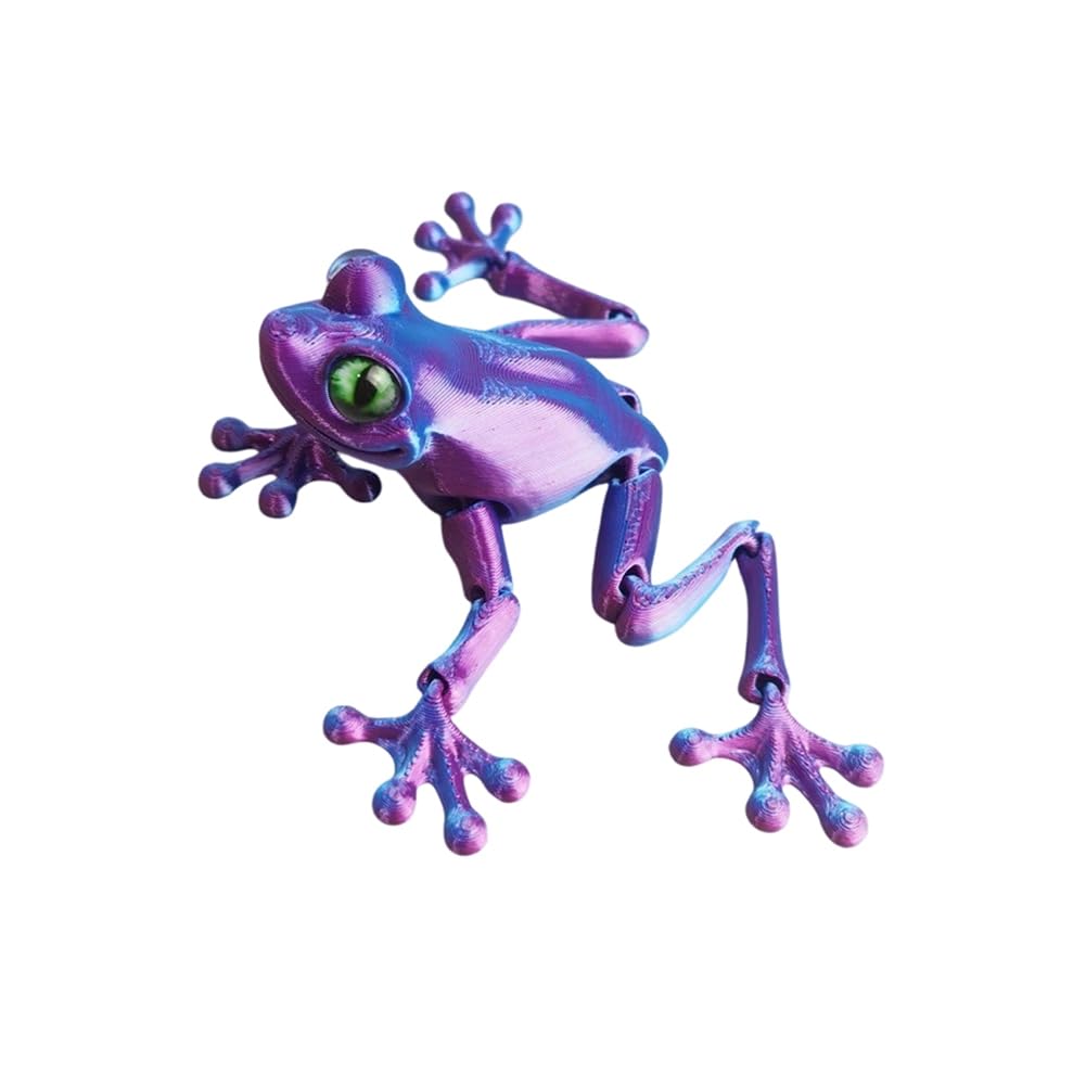 Jnchdghwa 3D Printed Simulated Frog Figurines Movable Animal Figurines Home Decor Desktop Ornament 3D Printed Toys D
