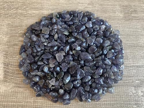Image of GAF TREASURES 2 oz Lot Natural Semi Tumbled Iolite Gemstone Chips, Iolite Crushed Mini Crystals, Undrilled Crystal Chips (Iolite)