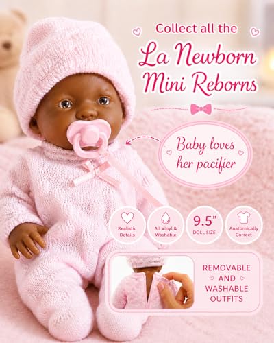 Muñeca JC Toys Mini La Newborn African American 24 cm miniatura 3