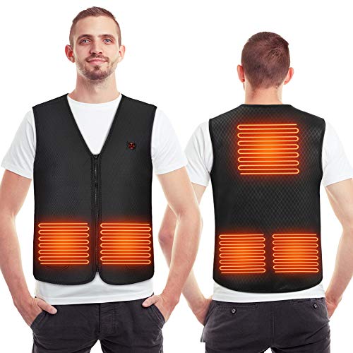 Chaleco Térmico Chaqueta, Chaleco Calentador Eléctrico Lavable Mujer Hombre, Chaleco Calefactor USB, 3 de Temperatura Ajustable, para Motociclismo Pesca Esquí Senderismo Camping(XXL)