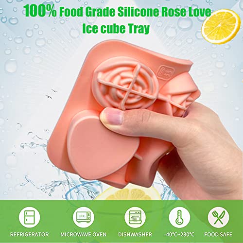 Ice Cube Tray,Daarcin 3D Rose And Heart 2 Shape Silicone Ice Trays For Freezer 2.5 Inch,6 Cavity Ice Cubes Maker Mold With Lid And Silicone Football Ice Cubes Maker，Reusable 4 Cavity Large Ice Cubes T #TOP3
