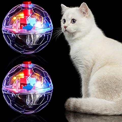 2 Piece Cat Ball Ghost Hunting Light up Cat Balls Toys Motion LED Motion Activated Flash Cat Ball Glowing Light up Dog Interactive Toys Pet Glowing Mini Running Exercise Ball Toys for Animals Activity Cover
