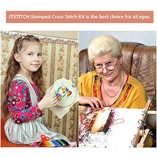 Image of Printed Cross Stitch Kits 11CT 9X9 inch 100% Cotton Holiday Gift DIY Embroidery Starter Kits Easy Patterns Embroidery for Girls Crafts DMC Stamped Cross-Stitch Supplies NeedleworkThe Sunflower