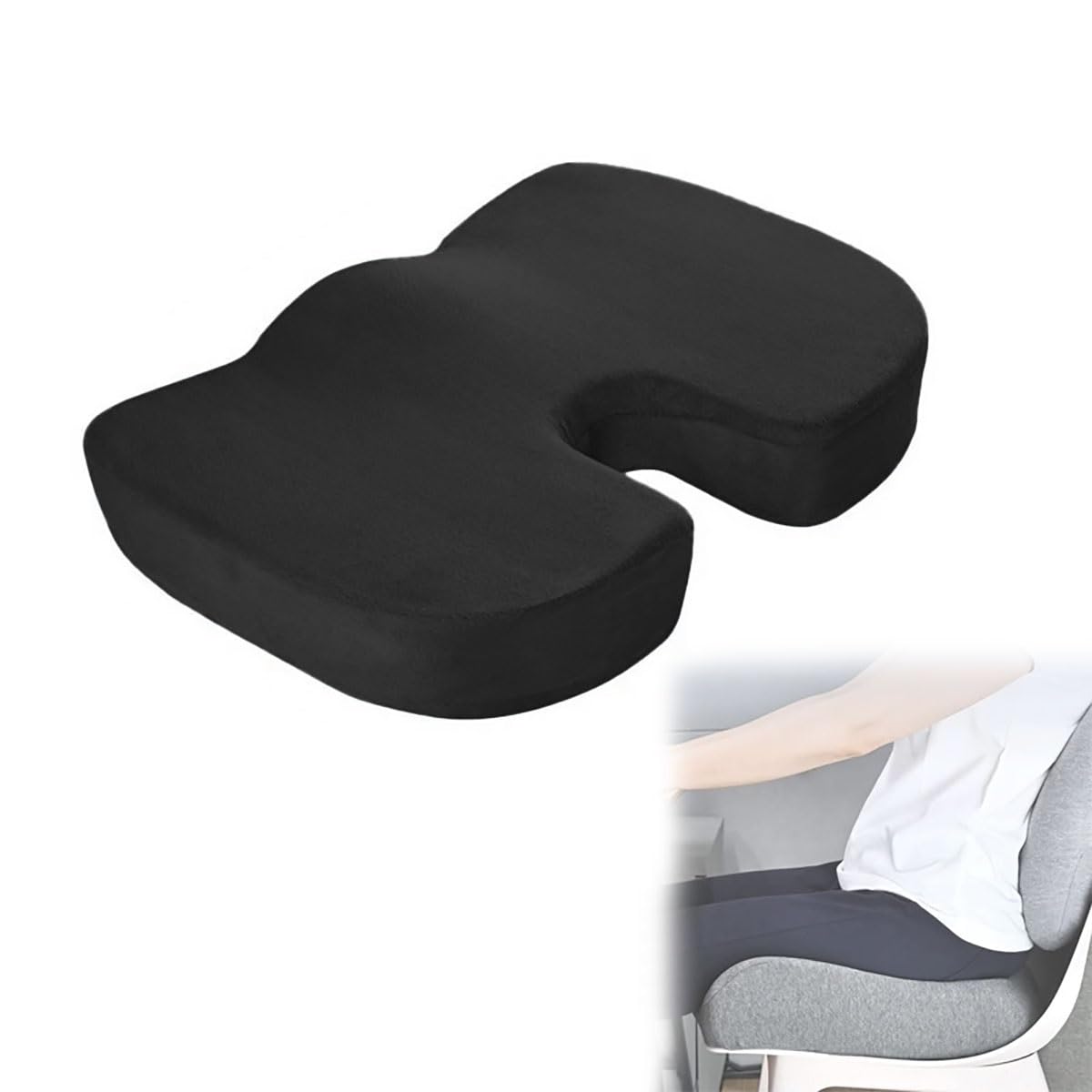 IRCKONCI Hip Cushion, Car Seat Cushion, Ergonomic Memory Foam Seat Pads, Relieves Tailbone & Lower Back Pain, for Hip, Tailbone, Coccyx, Sciatica(Black)