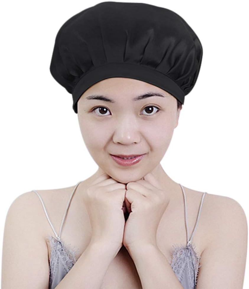 Unisex Highly Elastic Sleeping Hat Silk Solid Nightcap Super Soft Satin Bonnet Cap Beanie Hat for Hair Protection Head Cover Hair Loss
