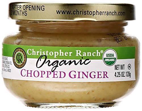 Christopher Ranch Organic Chopped Ginger | USDA Organic | Fresh, Ready-to-Use Ginger | No Peeling or Grating Needed | No Added Sugar | Ideal for Soups, Stir-Fries, Marinades & Sauces | 4.25 Oz Jar