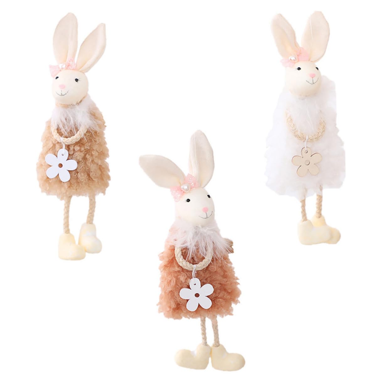 BESTonZON Décoration Suspendue Lapin de Pâques en Tissu 3 Pièces, Pendentif Lapin Mignon Cartoon pour Fête et Accessoires Garçon et Filles