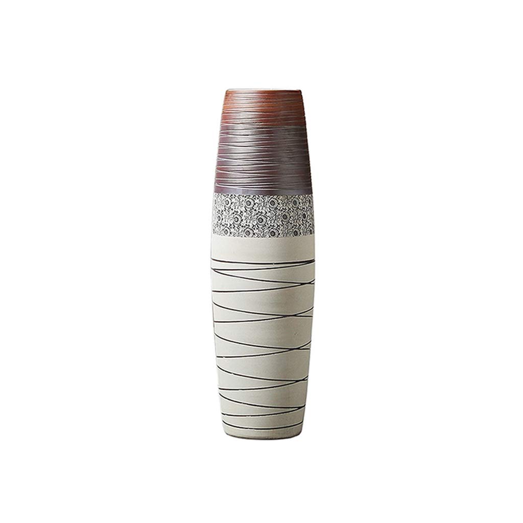 asdchZen Flower Arrangement Vintage Vase, Dried Flowers Branches Vase Floor Ceramics Vase Villa Indoor Vase 60-100Cm Decor Centerpiece Vase Rose Vases,Brown-25 * 25 * 100CM