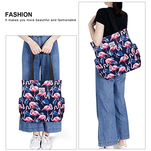 Image of KAMO Floral Tote Bag - Waterproof Lightweight Handbags Travel Shoulder Bag for Hiking Yoga Gym Swimming Travel Beach