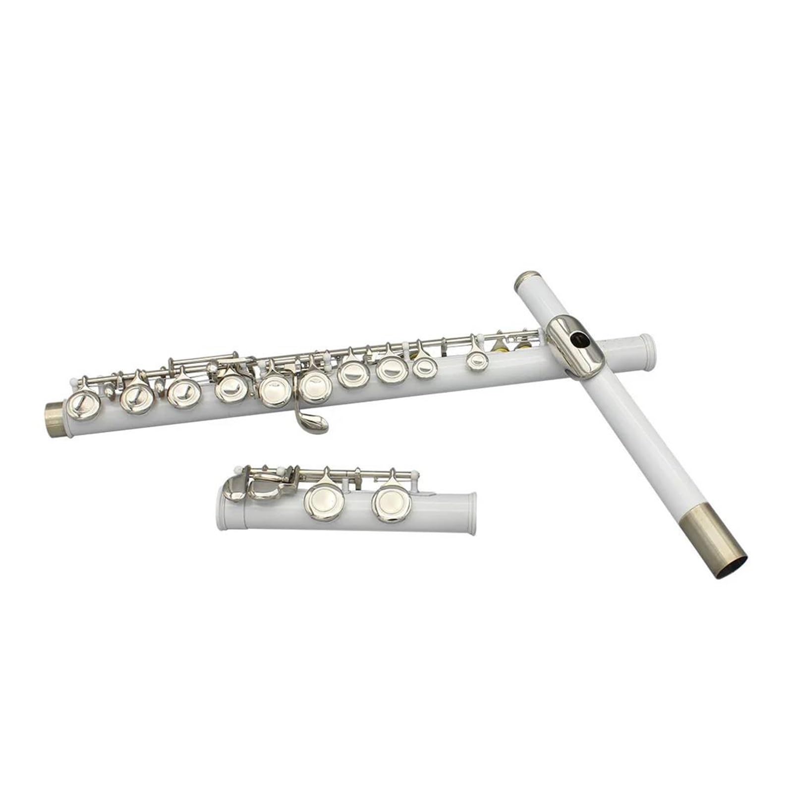 Flûte Traversière 16 Trous En Do Instrument Professionnel Blanc Livrée Avec Étui Baguettes Gants Et Pièces Flûte Pour Adultes