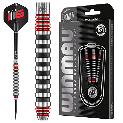 WINMAU Advance 500 Series Tungsten Red 24 Gram Steeltip Darts Set including Flights and Shafts (Stems) - Image 3