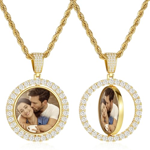 Bijou personnalisé homme et femme | Pendentif hip hop ailes d'ange avec photo