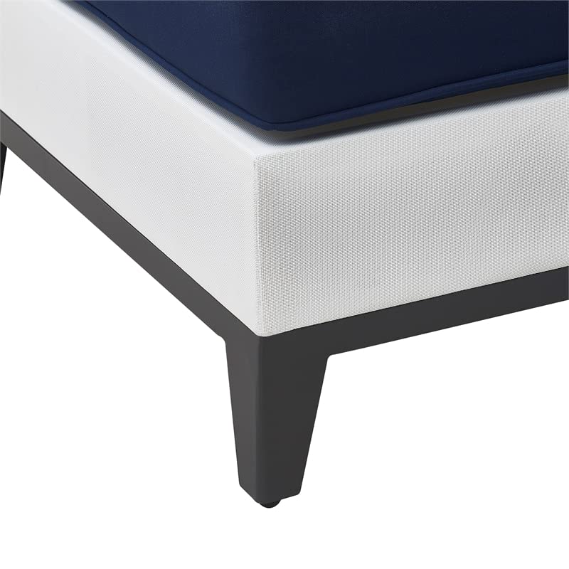 Afuera Living Modern/Contemporary Outdoor Ottoman Coastal White and Navy