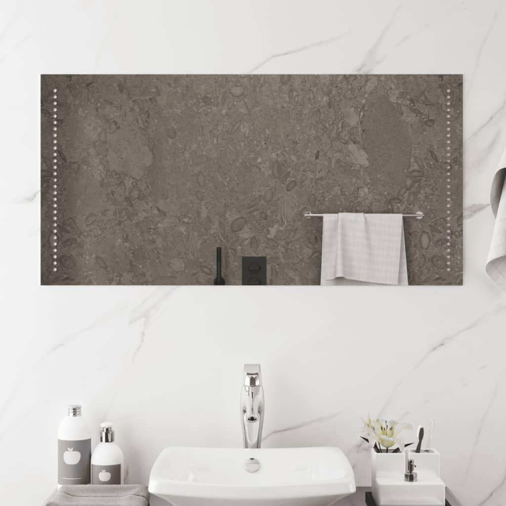 Lustro łazienkowe LED ze szkła, 50 x 100 cm, z oświetleniem USB, klasa wodoszczelności IP65, do łazienki, przedpokoju i makijażu, do mocowania na hakach ściennych