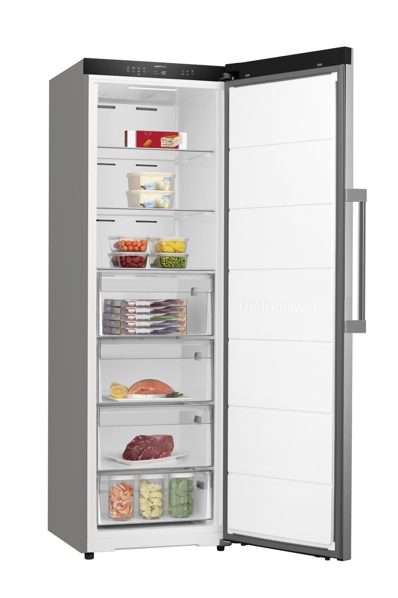 Gorenje FNC618D6XWF Gefrierschrank Freistehend 312 Liter SmartFit 185cm Höhe AdaptTech Convert -24℃ bis +8℃ ConnectLife Wifi Easy-open Griff Inverter Edelstahl