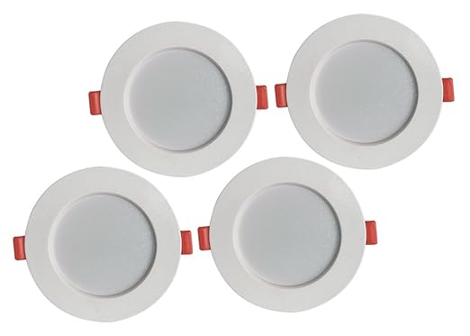 BENE? Konnect Virgin Plastic Round Ceiling Light, (Yellow 7w, Pack of 4 Pcs)