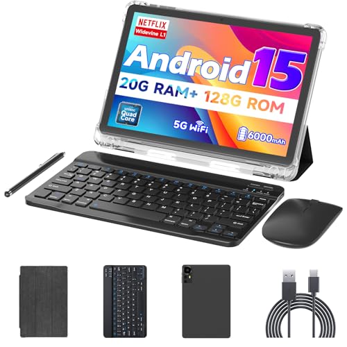 Android 15 Tablet 10 inch Tablets, 20GB RAM 128GB ROM 2TB Expandable, 2.0GHz Quad-core Processor, 2...