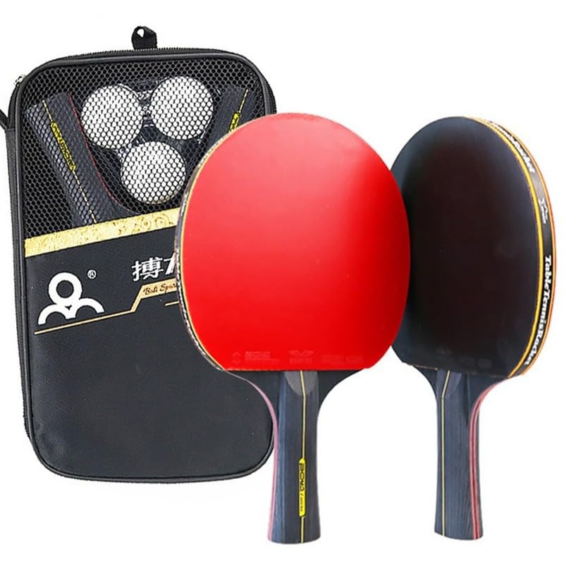 Raquetas de Tenis de Mesa de 2 Piezas, Juego de Raquetas de Tenis de Mesa Profesionales para Principiantes y Jugadores experimentados(Color:A)