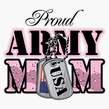 Image of Proud Army Mom USA Vinyl Sticker 6x6 Inches Military Decals for Car Bumper Truck Van SUV Window Wall Boat Cup Tumblers Laptop or Any Smooth Surface