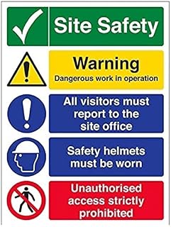 VSafety Multi Hazard Site Safety Site Tick Warning Sign - Portrait - 300mm x 400mm - 1mm Rigid Plastic