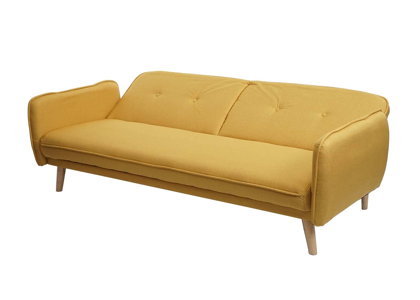 Mendler HWC-J18 - Sofá cama (185 cm), color amarillo | Sofá plegable, cama de invitados, sofá cama, textil