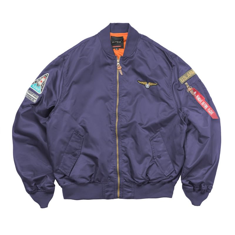 CORIRESHA Mens Fall Biker Bomber Jackets Apollo Rocket Patches Lightweight Military Coat