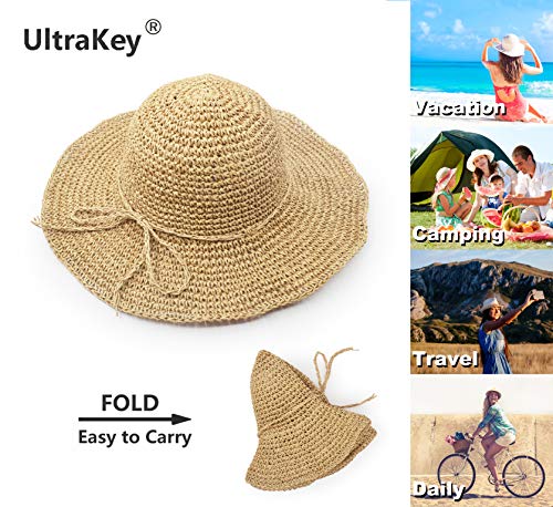 Sombrero de paja plegable para playa y exterior miniatura 2