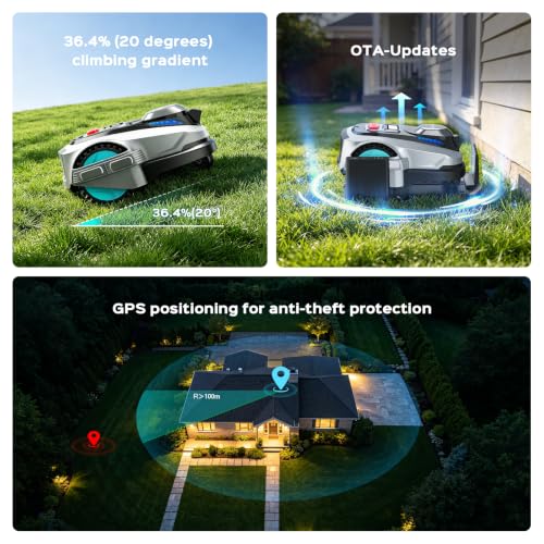 Image of YARDCARE N1600 PRO Robot Lawn Mower, Wireless Design with RTK+Vision Navigation, 0.4 Acre Coverage, APP Smart Control Robot Lawn Mower, Multi-Zone Mowing, Curved Path, Adjustable Cutting Height