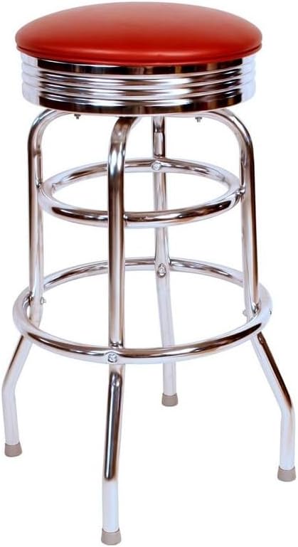 Richardson Seating Retro Chrome Swivel Bar Stool with Wine, Metal, 30" H