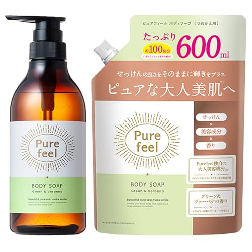 第一石鹸ピュアフィールボディソープグリーン&ヴァーベナ本体480ml1個+つめかえ600ml1個セット