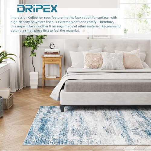 Dripex Abstract Indoor Contemporary Area Rugs, Washable 3x5 Rugs Soft Fluffy Coastal Blue Rug for Bedroom Living/Laundry/Kid Room, Non-slip Carpet Floor Mats for Home Sturdy Rug for High Traffic Areas - Image 2