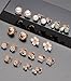 Tornito 10 Pairs Clip on Stud Earrings Non Pierced Teardrop Round Square CZ Pearl Twist Knot Flower Clip on Earrings for Women Gold Tone