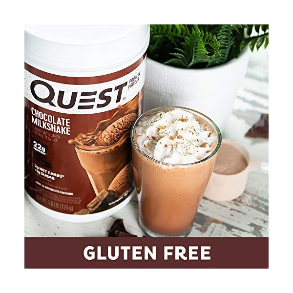 Nutrition-Chocolate-Milkshake-Protein-Powder-High-Protein-Low-Carb-Gluten-Free-Soy-Free-16-lbs-Pack-of-1 Quest Nutrition Chocolate Milkshake Protein Powder, 22g Protein, 2g Net Carbs, 1g Sugar, Low Carb, Gluten Free, 1.6 Pound, 24 Servings