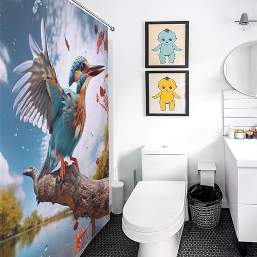Rideau de douche oiseau imperméable pour salle de bain 183x183cm