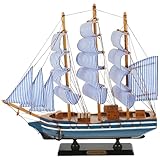 KAILIKETIY Holzsegelschiff Modell aus Blauem Holz Dekoratives Segelbootmodell als Tischdekoration und Geschenk mit Leichtem Gewicht für Wohnraum und Büro