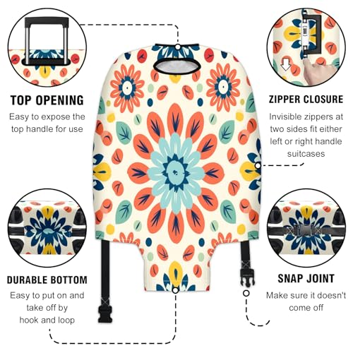 Mandala Pattern Luggage Cover Suitcase Protector Travel Luggage Cover Carry on Luggage Cover Washable Baggage Covers for Suitcase Fit 30-32 Inch Luggage3