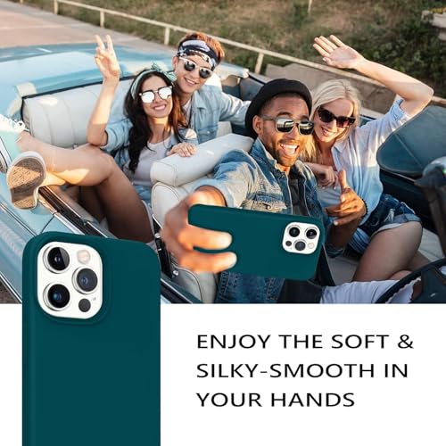 Image of M Cart Compatible with iPhone 13 Pro Max Case 6.7 Inch Liquid Silicone Soft Gel Rubber Slim Microfiber Lining Cushion Cover Shockproof Protective Phone Case for iPhone 13 Pro Max -Dark Greenish Blue