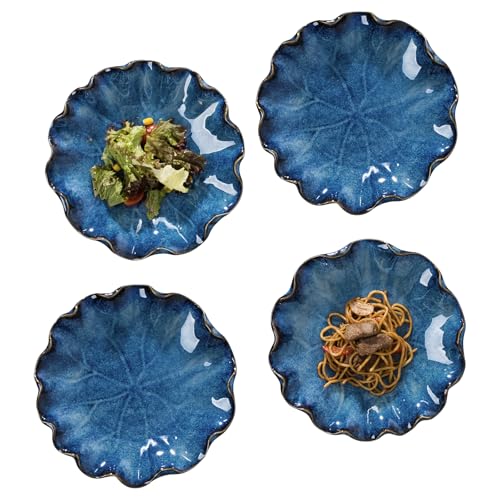 Set of 4 Round Serving Bowls-Royal Blue Stackable Serving Bowls, 8.5 IN