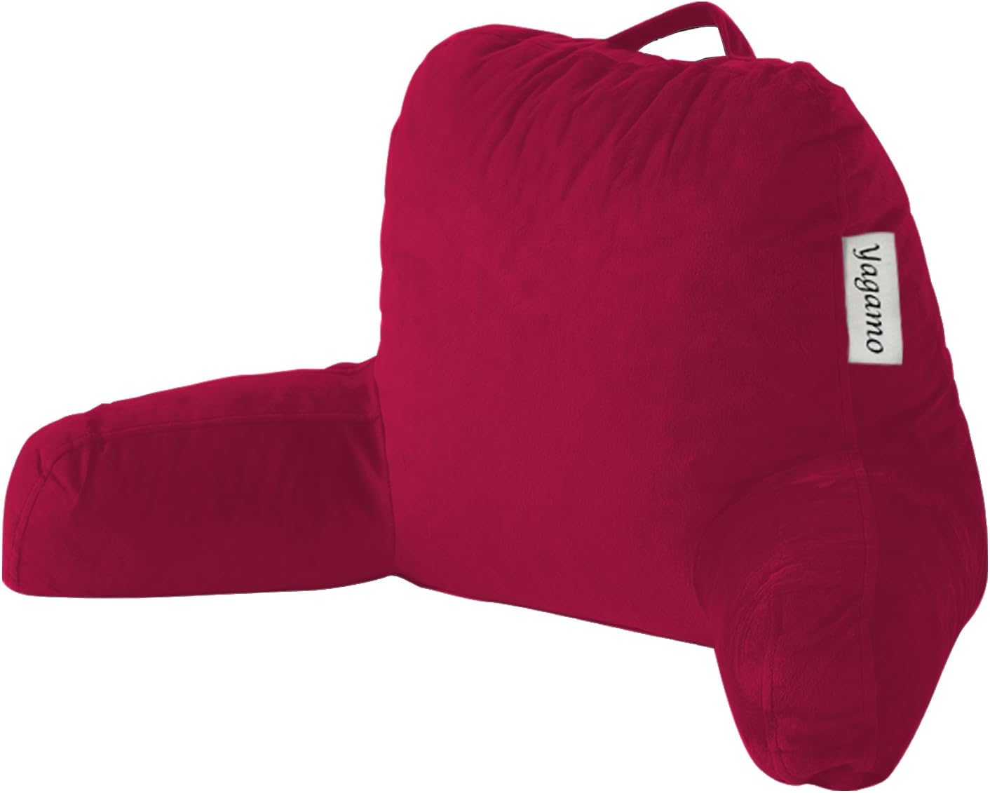 Reading Pillows for Bed Sitting Up Set of 2, Adults and Teens Backrest with Arms, Velvet Back Support Pillows for Sitting on Bed, Sofa, and Couch, Dorm Essentials- Standard, 2Pack, Black