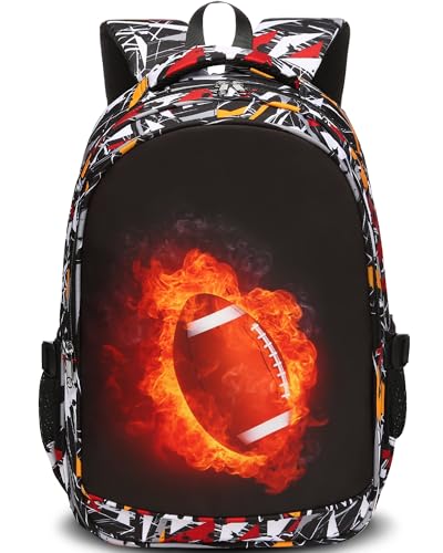 School Backpack for Boys Football Book Bags for Elementary School Kids Back Pack Bookbags Back to School Bags for Boys Ages 6-8 8-10 10-12 Bolsos Morrales Mochilas Escolares para Niños de 6 8 10 Años