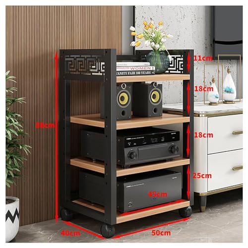 Media Storage Cabinet, CD Rack Audio Video Media Riser, Height Adjustable Wooden Shelf For Home Office Open Printer Rack (Size: 50x40x88cm, 50x40x108cm) Multicolor Available ( Color : C-4-50X40X88CM )