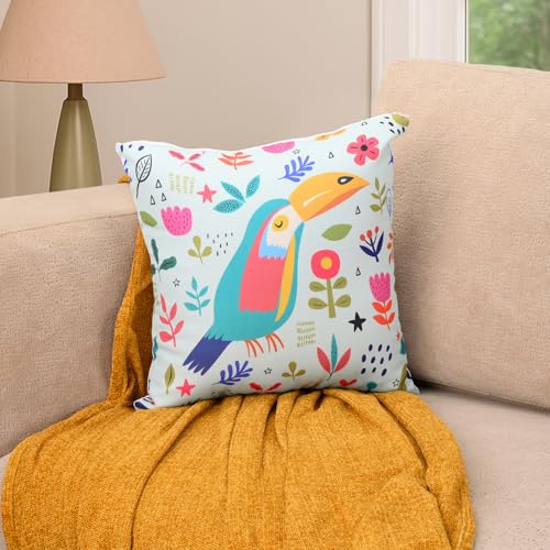 Image of Wakefit Printed Cushion Cover | 16X16 inch | Set of 5 | Multicolour Throw Pillow Covers | Machine Washable | Hello Cuties