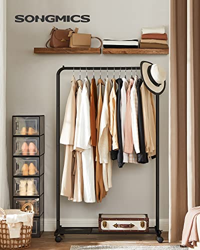 SONGMICS Kledingrek, kledingstang op wieltjes, tot 40 kg belastbaar, van metaal, met roosterplank, zwart HSR25BK - Image 3