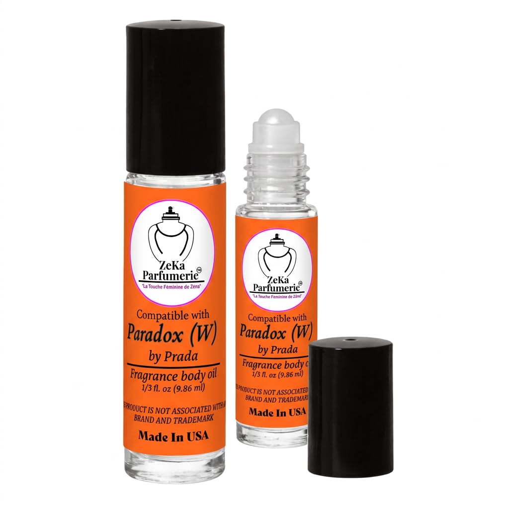 ZEKA PARFUMERIE Compare to Aroma Compatible with Paradox by Prada for Women Fragrance Body Oil on 1/3 oz (9.86ml) Travel Size Roll-On Botlle