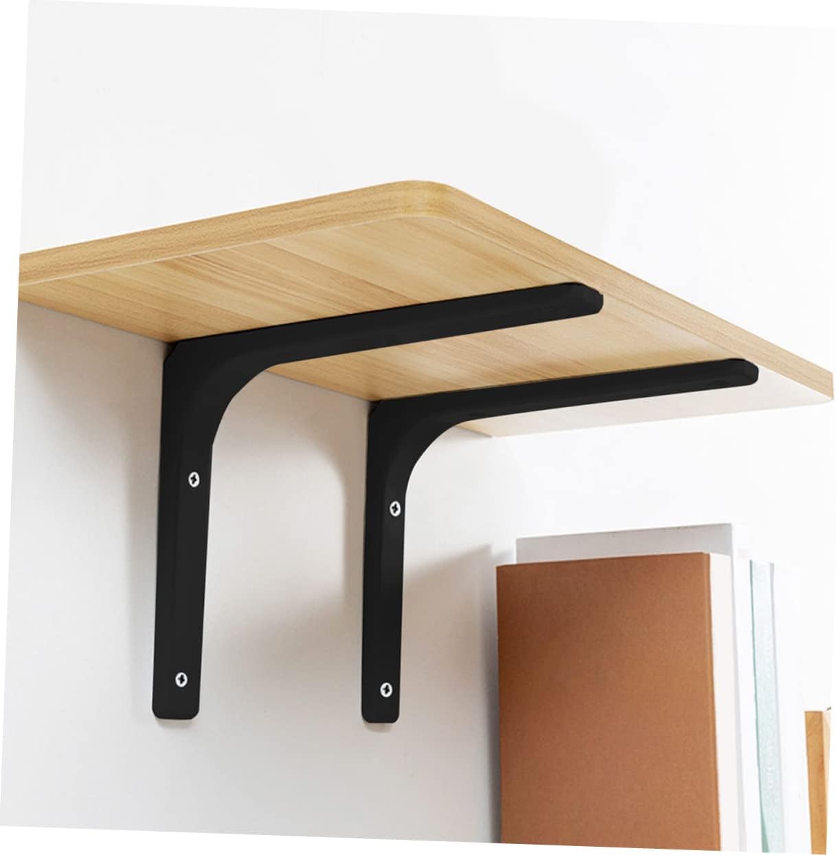 Mobestech 2pcs L Bracket Shelf Support 5 Inch Heavy Duty Decorative Angle Bracket for Wood Shelves Right Angle Corner Brace for