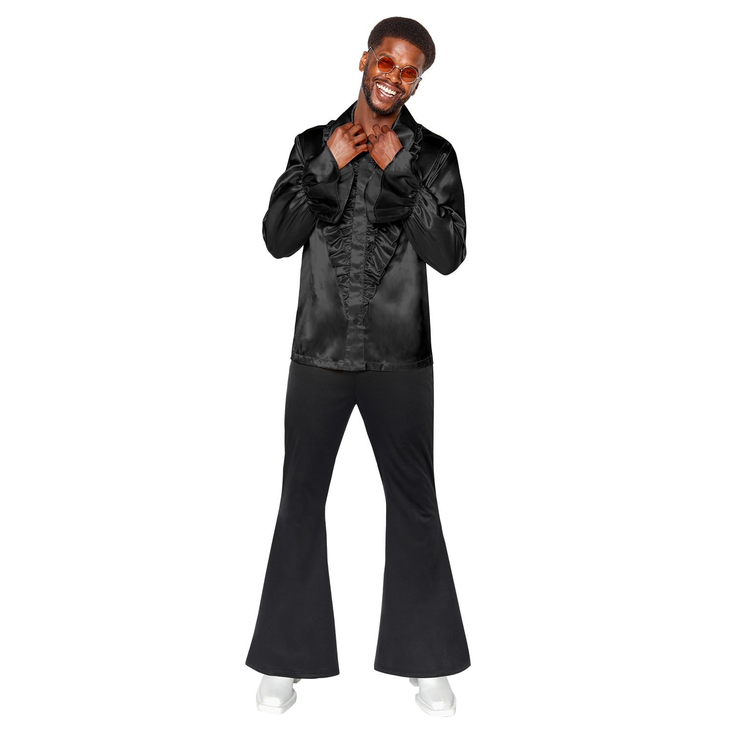 amscan 9918986 - Men's 1970's Black Disco Flares Trousers Adults Fancy Dress Costume Chest Size: 44"